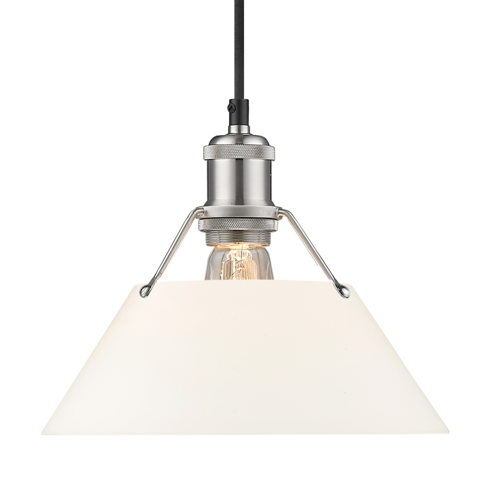 Yep by Golden Lighting Orwell 1-light 10in Pendant in Pewter and Opal Glass
